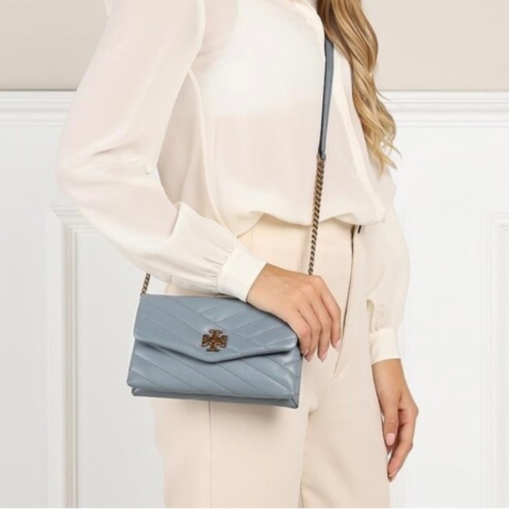 tory burch kira Chevron chain wallet and crossbody.